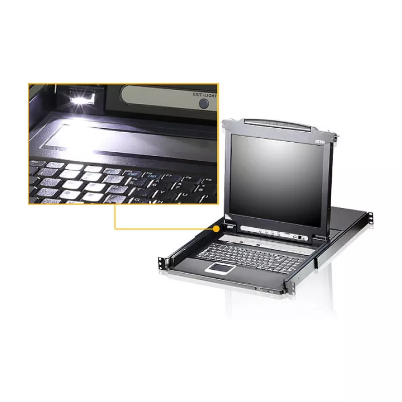 ATEN CL5708MW 43 cm pločio LCD KVM jungiklis, USB-PS/2, VGA, 8 prievadų, UK išdėstymas