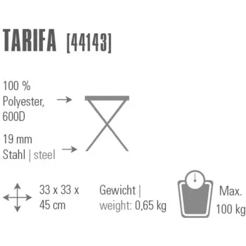 Kempingo kėdė Tarifa 44143 (tamsiai pilka/mėlyna, trikojė taburetė)