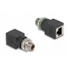 Delock adapteris M12 X-koduotas 8 kontaktų kištukas į RJ45 lizdą tiesus