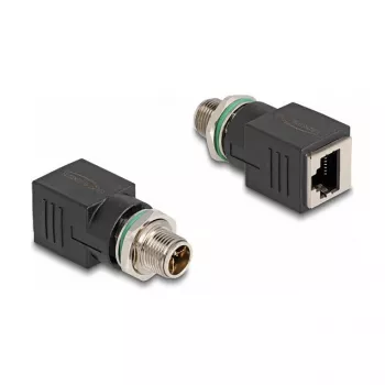Delock adapteris M12 X-koduotas 8 kontaktų kištukas į RJ45 lizdą tiesus