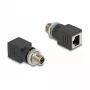 Delock adapteris M12 X-koduotas 8 kontaktų kištukas į RJ45 lizdą tiesus