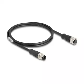 Delock M12 D-koduotas 4 kontaktų kištukas į lizdą PVC 1 m