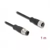 Delock M12 D-koduotas 4 kontaktų kištukas į lizdą PVC 1 m