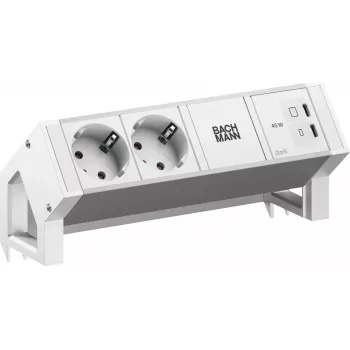 BACHMANN DESK2 ALU WHITE 2xCEE7/3, 1xUSB-C/C 45W, L=0,2m, RAL9010 (BM0022042)