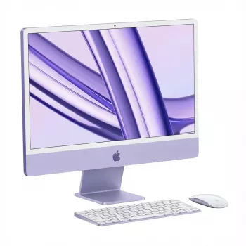 iMac Z1E7 59,62 cm 23,5 colio standartinis stiklas M4 8C CPU/8C GPU/16C N.E. 16 GB 256 GB SSD be Ethernet MM MaKey DE Violeta