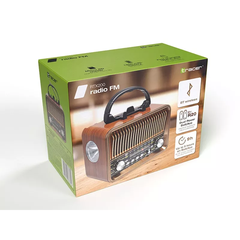 Tracer 47774 RTX200 ShockWave Radio FM – Retro radijas su Bluetooth