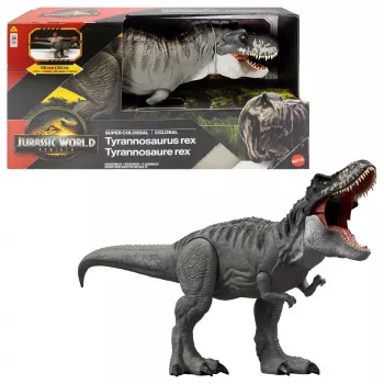 Jurassic World Rebirth Super Colossal Tyrannosaurus Rex veiksmo figūrėlė, T-Rex dinozauras iš filmo