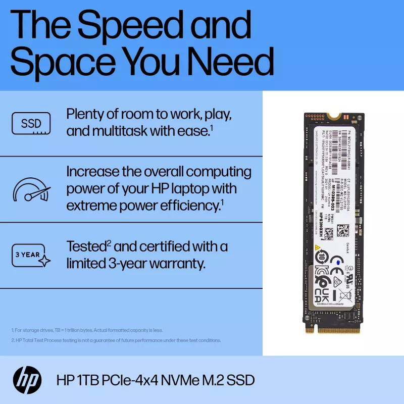 HP 1TB PCIe-4x4 NVMe kietojo kūno diskas, 1 TB, M.2