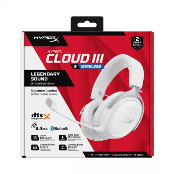 Belaidės žaidimų ausinės HyperX Cloud III S (balta)