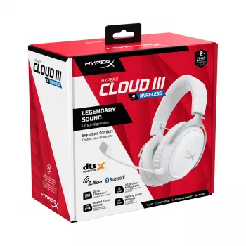 Belaidės žaidimų ausinės HyperX Cloud III S (balta)