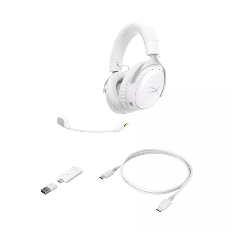 Belaidės žaidimų ausinės HyperX Cloud III S (balta)