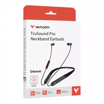 Verbatim TruSound Pro Neckband belaidžiai ausinukai juodi, 20-20000 Hz, 74 g