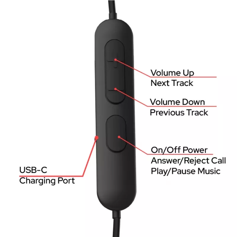 Verbatim TruSound Pro Neckband belaidžiai ausinukai juodi, 20-20000 Hz, 74 g