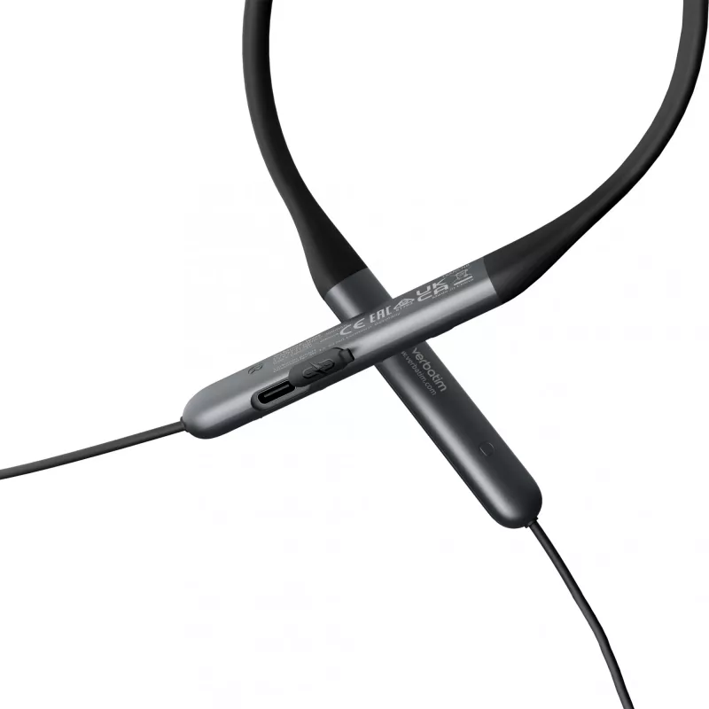 Verbatim TruSound ANC Neckband Earbuds Black, Belaidės ausinės su aktyviu triukšmo slopinimu, 20–20000 Hz, 46.5 g
