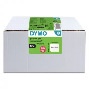 DYMO Autentiškos LabelWriter įvairios paskirties etiketės | 54 mm x 70 mm | Lipnios | 12 rulonų po 320 lengvai atplėšiamų etikečių (3 840 vnt.) | LabelWriter etikečių spausdintuvams | Pagaminta Europoje