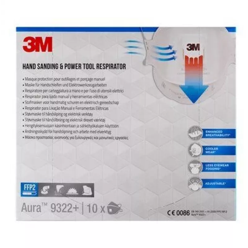 3M 9322PRO10 apsauginė kaukė nuo dulkių 10 vnt. FFP2