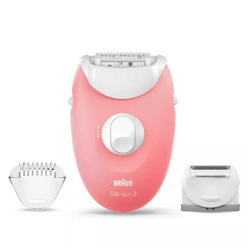 Braun Silk-epil 3-277 epiliatorius, baltas/rožinis
