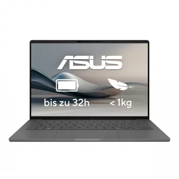 ASUS Zenbook A14 UX3407QA-QD496W Copilot+ PC nešiojamas kompiuteris 35,6 cm (14 col.) WUXGA 32 GB LPDDR5x-SDRAM 1 TB SSD Wi-Fi 6E (802.11ax) Windows 11 Home German Grey