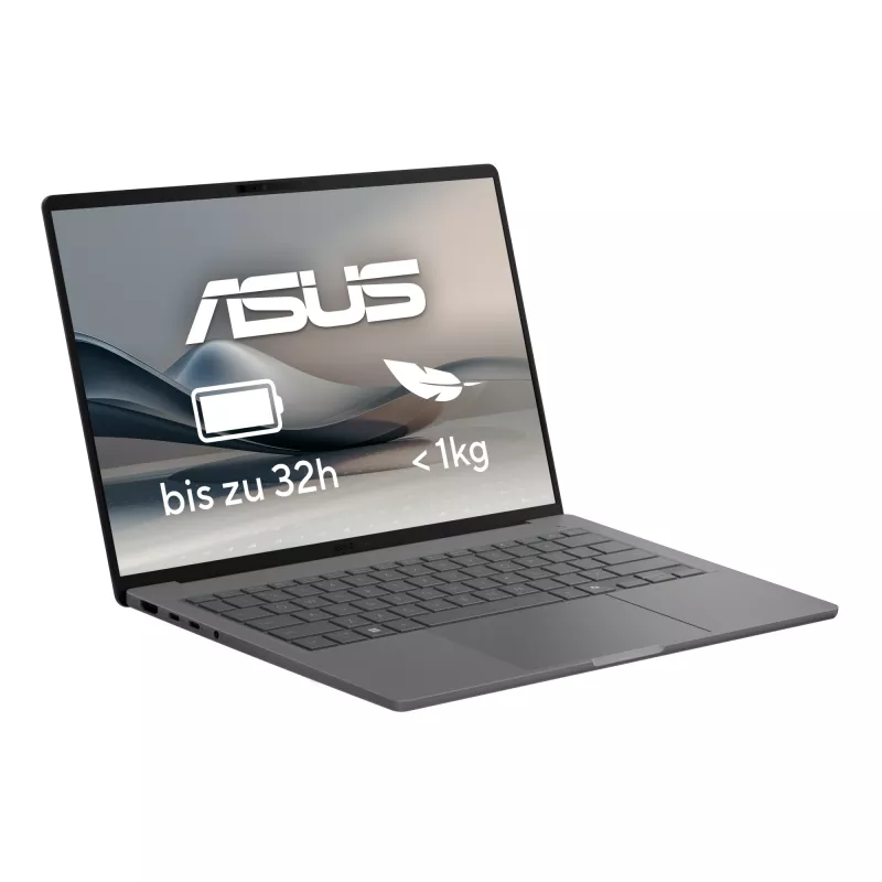 ASUS Zenbook A14 UX3407QA-QD496W Copilot+ PC nešiojamas kompiuteris 35,6 cm (14 col.) WUXGA 32 GB LPDDR5x-SDRAM 1 TB SSD Wi-Fi 6E (802.11ax) Windows 11 Home German Grey