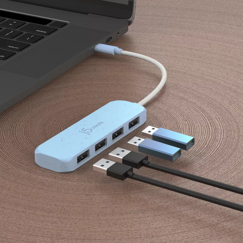 j5create JCH341EC ekologiškas USB-C į 4 prievadų Type-A Gen 2 šakotuvas