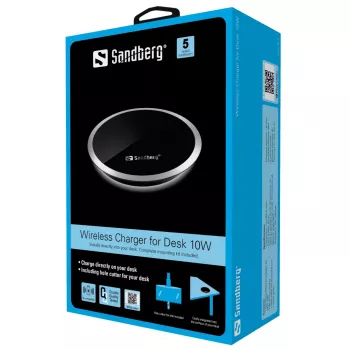 Sandberg belaidis stalinis įkroviklis 10W, vidaus, USB, belaidis įkrovimas, 0,8 m, juodas
