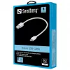 Sandberg MicroUSB sinchronizavimo ir įkrovimo laidas 0,2 m, USB A, Micro-USB B, USB 2.0, baltas