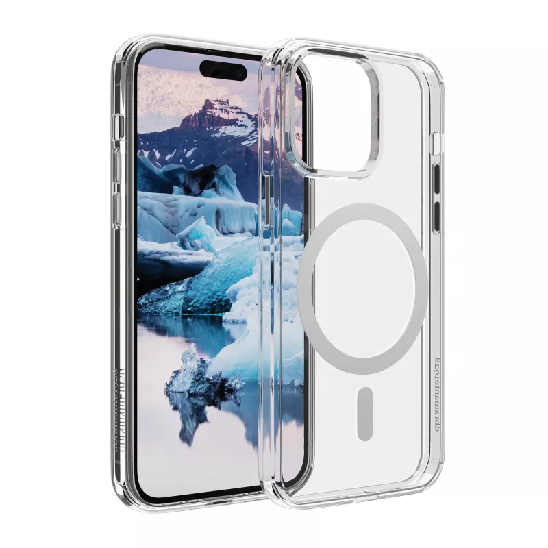 DBRAMANTE1928 IM67CL001875 Apsauginis dėklas Apple iPhone 15 Pro Max, permatomas/baltas, iš 100% perdirbto ir perdirbamo plastiko, su MagSafe