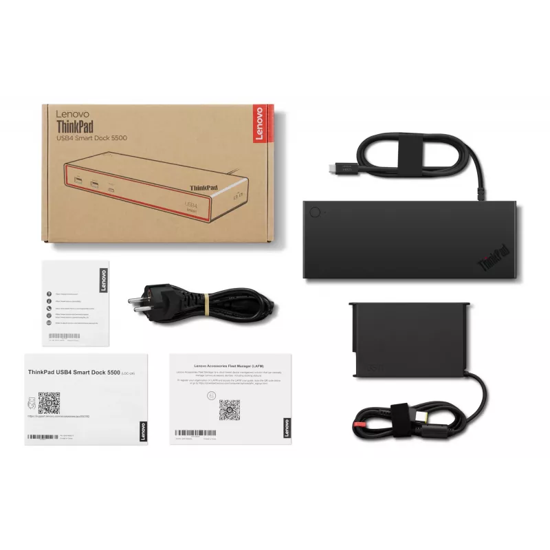 Lenovo ThinkPad USB4 Smart Dock 5500 su 135W adapteriu, juodas, laidinis