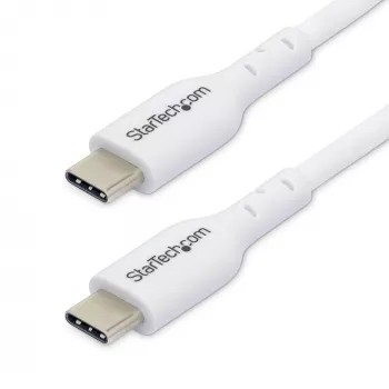 StarTech.com 1 m (3,3 pėdų) baltas USB-C įkrovimo laidas 2 vnt. pakuotė, USB C laidas, USB 2.0 Type-C nešiojamojo kompiuterio įkroviklio laidas, 60W 3A Power Delivery, TPE apvalkalas, USB-C duomenų perdavimo laidas, M/M