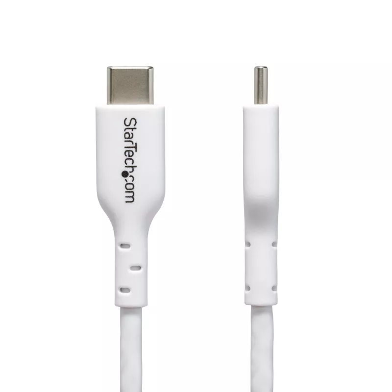 StarTech.com 1 m (3,3 pėdų) baltas USB-C įkrovimo laidas 2 vnt. pakuotė, USB C laidas, USB 2.0 Type-C nešiojamojo kompiuterio įkroviklio laidas, 60W 3A Power Delivery, TPE apvalkalas, USB-C duomenų perdavimo laidas, M/M