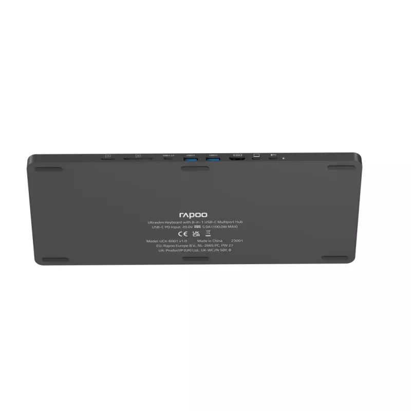 Rapoo UCK-6001 itin plona klaviatūra su 8-in-1 USB-C daugiafunkciu adapteriu, QWERTZ