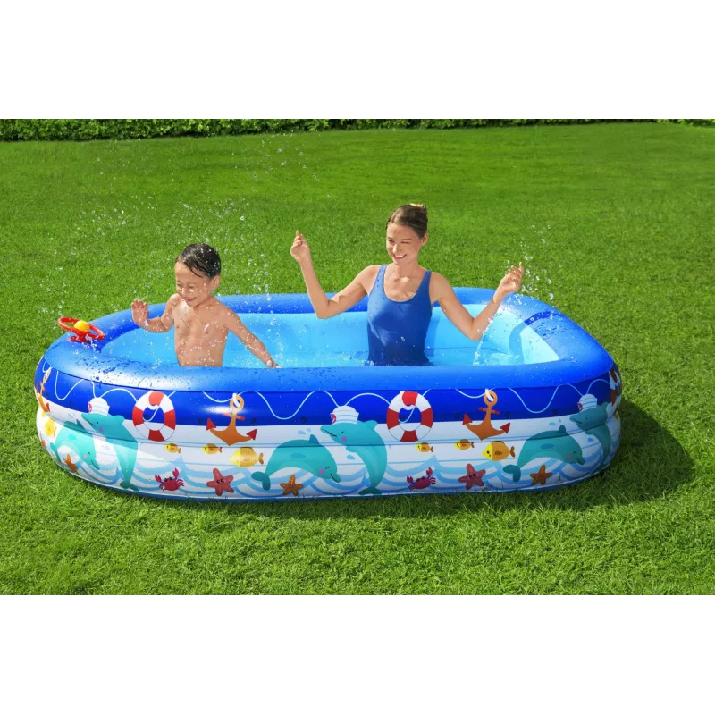 Bestway Sea Captain Inflatable Family Pool su UV Careful saulės skydeliu