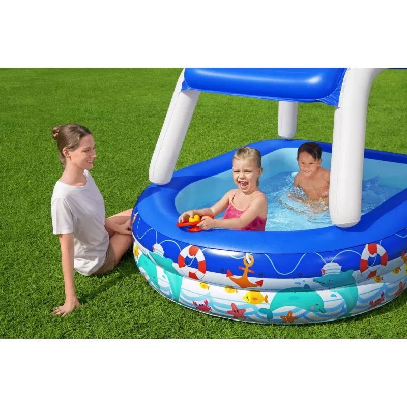 Bestway Sea Captain Inflatable Family Pool su UV Careful saulės skydeliu