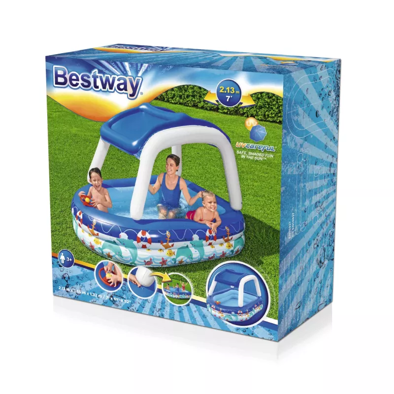 Bestway Sea Captain Inflatable Family Pool su UV Careful saulės skydeliu