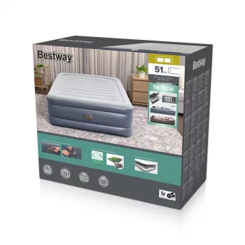 Pripučiamas čiužinys Bestway Tritech Queen su įmontuotu siurbliu ir antimikrobine danga 2,03 m x 1,52 m x 51 cm