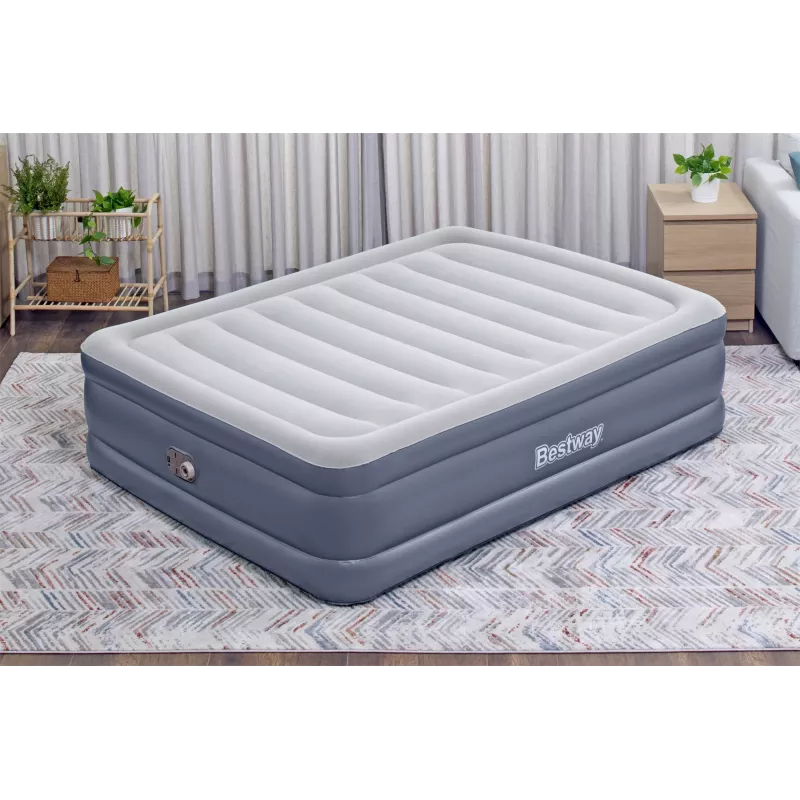 Pripučiamas čiužinys Bestway Tritech Queen su įmontuotu siurbliu ir antimikrobine danga 2,03 m x 1,52 m x 51 cm