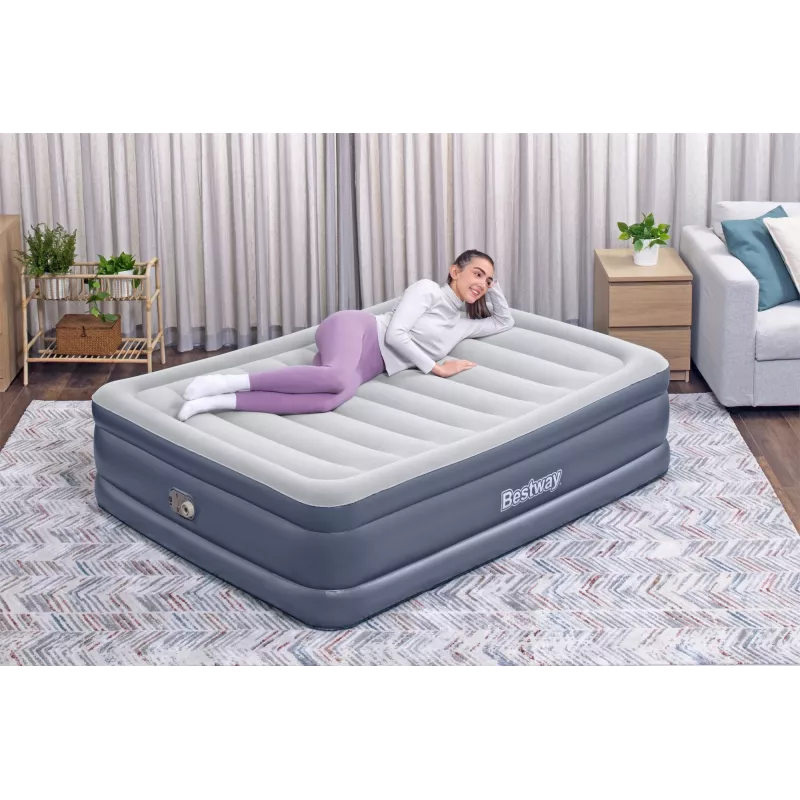 Pripučiamas čiužinys Bestway Tritech Queen su įmontuotu siurbliu ir antimikrobine danga 2,03 m x 1,52 m x 51 cm