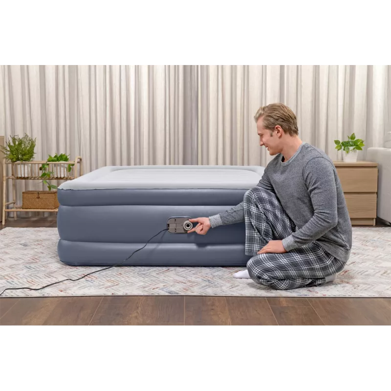 Pripučiamas čiužinys Bestway Tritech Queen su įmontuotu siurbliu ir antimikrobine danga 2,03 m x 1,52 m x 51 cm