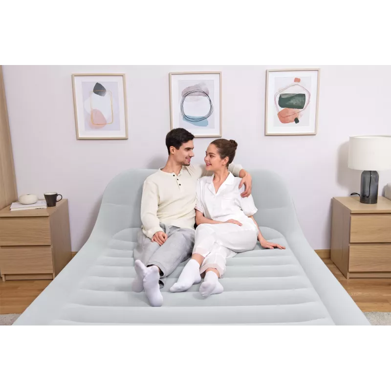 Bestway Tritech SleekFlow Headboard pripučiamas čiužinys Queen su įmontuotu AC siurbliu ir antimikrobine danga 2,26 m x 1,52 m x 84 cm