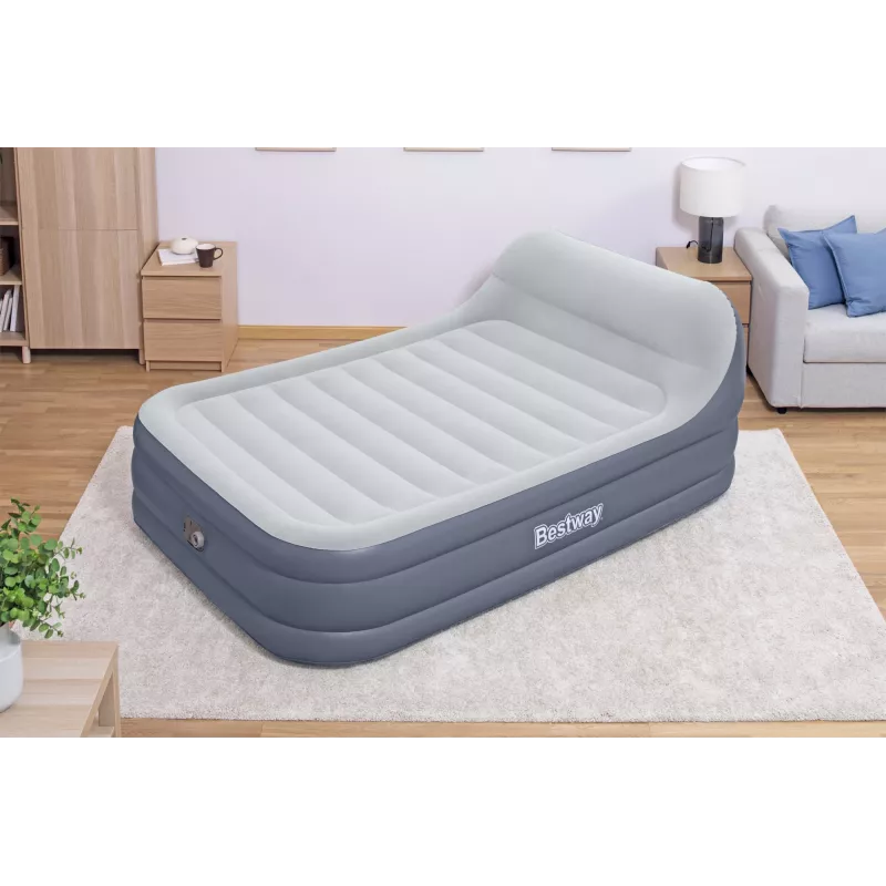 Bestway Tritech SleekFlow Headboard pripučiamas čiužinys Queen su įmontuotu AC siurbliu ir antimikrobine danga 2,26 m x 1,52 m x 84 cm