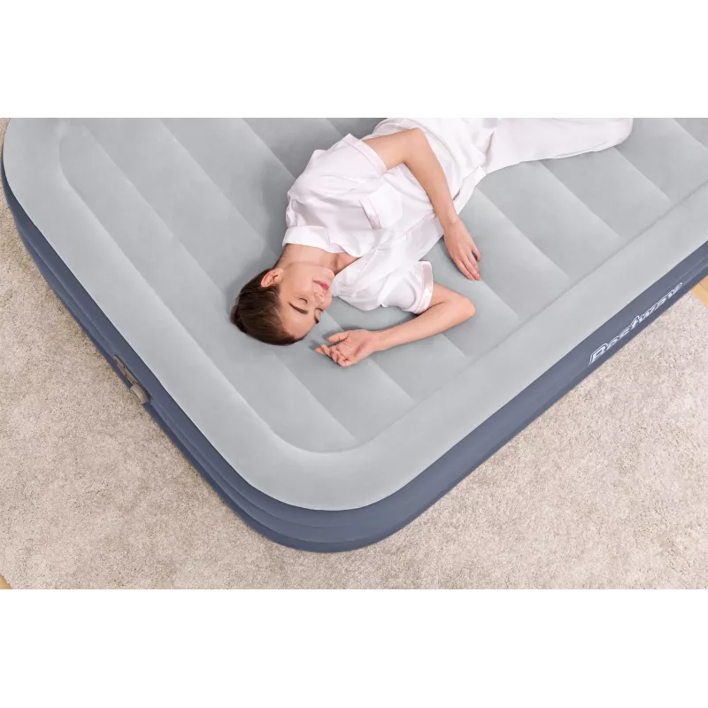 Bestway Tritech SleekFlow Headboard pripučiamas čiužinys Queen su įmontuotu AC siurbliu ir antimikrobine danga 2,26 m x 1,52 m x 84 cm