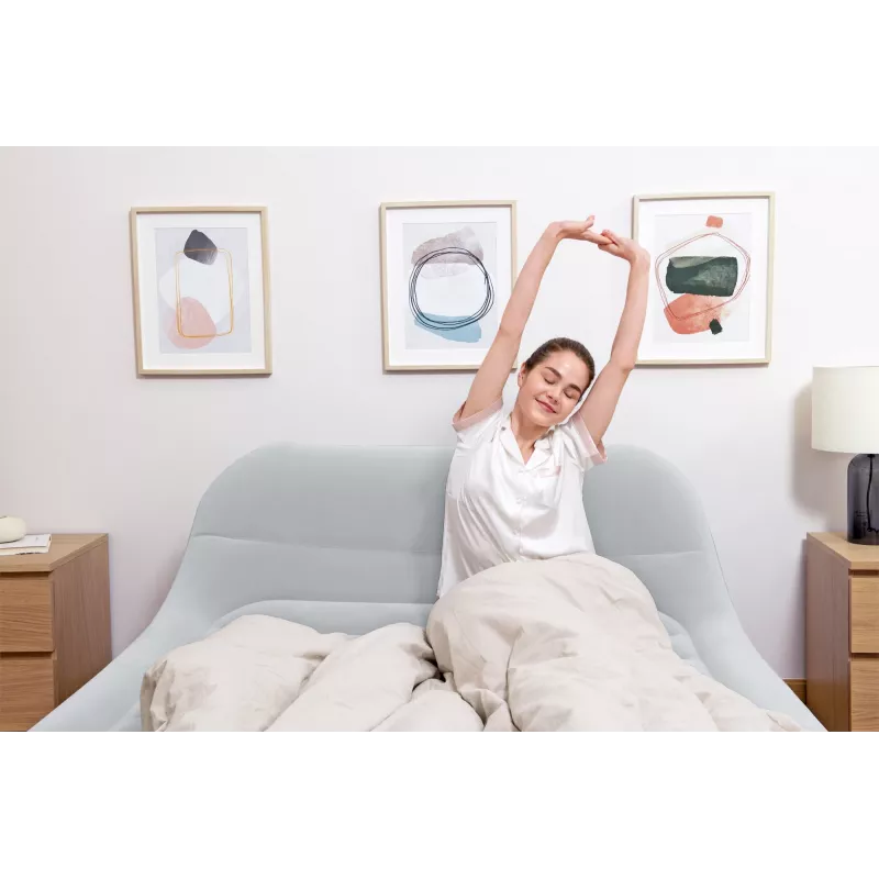 Bestway Tritech SleekFlow Headboard pripučiamas čiužinys Queen su įmontuotu AC siurbliu ir antimikrobine danga 2,26 m x 1,52 m x 84 cm