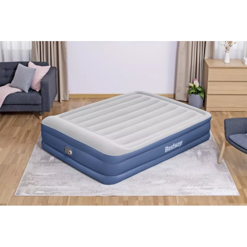 Bestway Tritech pripučiamas čiužinys Queen su įmontuotu AC siurbliu ir antimikrobine danga 2,03 m x 1,52 m x 46 cm