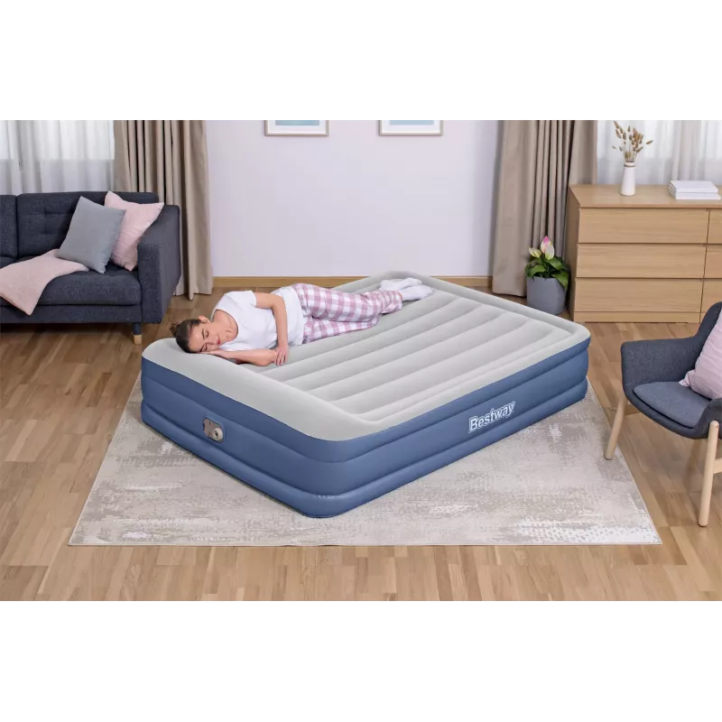 Bestway Tritech pripučiamas čiužinys Queen su įmontuotu AC siurbliu ir antimikrobine danga 2,03 m x 1,52 m x 46 cm