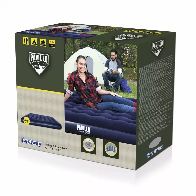 Bestway Flocked pripučiamas čiužinys King - 2,03 m x 1,83 m x 22 cm, dvivietis