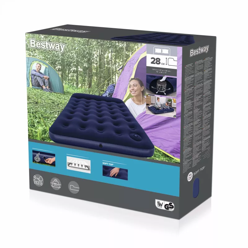 Pripučiamas čiužinys Bestway Full su įmontuotu kojiniu siurbliu 1,91 m x 1,37 m x 28 cm