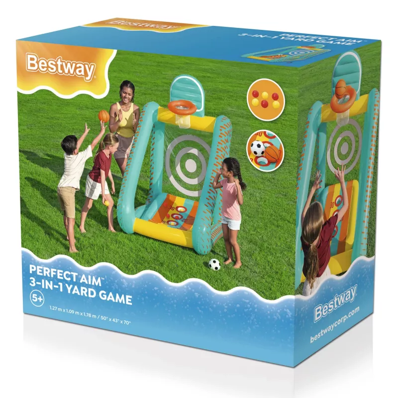 Bestway Perfect Aim 3 viename pripučiamas kiemo žaidimų centras, 5 metai, PVC, įvairiaspalvis