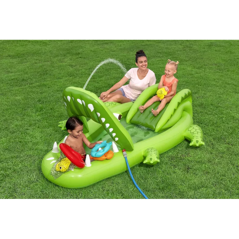 Bestway Later Gator pripučiamas vandens žaidimų centras ir baseinas vaikams 2,34 m x 1,63 m x 87 cm
