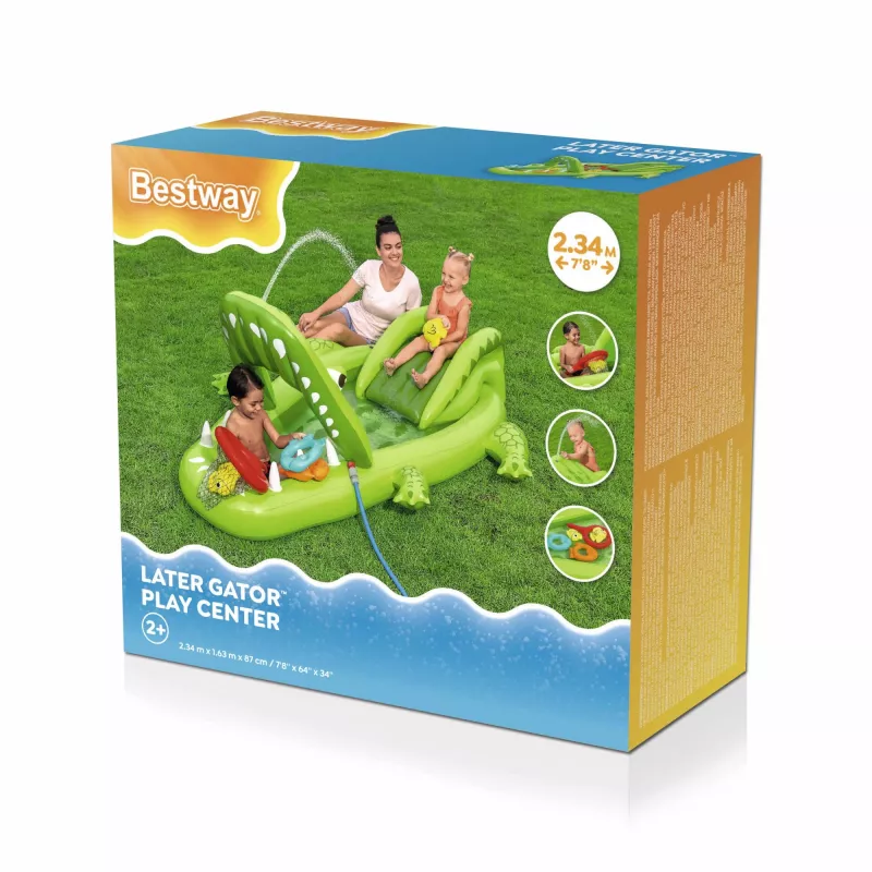 Bestway Later Gator pripučiamas vandens žaidimų centras ir baseinas vaikams 2,34 m x 1,63 m x 87 cm