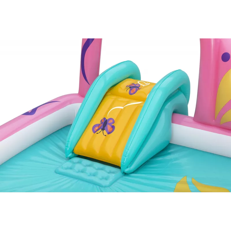 Bestway Butterfly Wonder pripučiamas vandens žaidimų centras su baseinu 1.80 m x 1.80 m x 1.17 m
